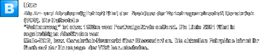 Bus Als An- und Abreisemöglichkeit fährt der  Nachtbus der Verkehrsgemeinschaft Osnabrück (VOS). Die Haltestelle  “Schimmweg” ist etwa 1500m vom Festivalgelände entfernt. Die Linie N381 fährt in regelmäßigen Abständen von  Melle-ZOB, bzw. Osnabrück-Neumarkt über Bissendorf an. Die aktuellen Fahrpläne könnt Ihr Euch auf der Homepage  der VOS herunterladen. B